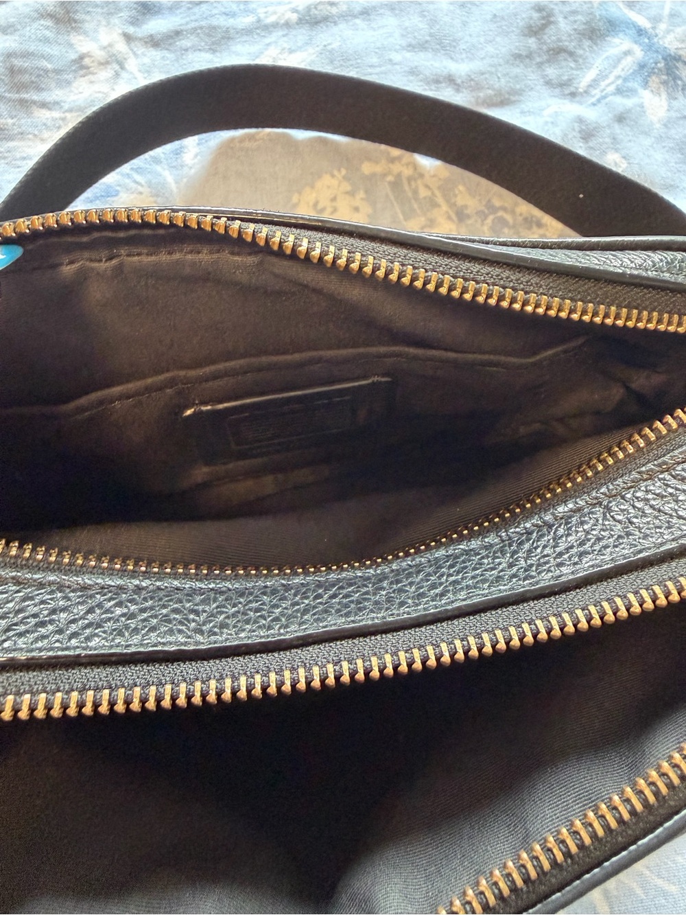 Coach Black Pebbled Leather Bag with Metallic-Trim Strap - Picture 8 of 8